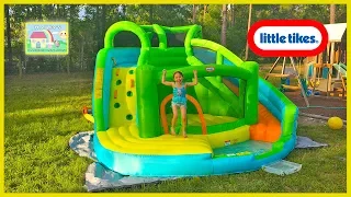 Inflatable Water Slide with Bouncer, Ball Pit and Kids Pool! Outdoor Play