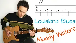 Muddy Waters - Louisiana Blues - Slide guitar lesson / tutorial / cover with tab