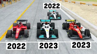 Ferrari F1 2023 vs Mercedes F1 2023 vs Ferrari F1 2022 vs Mercedes F1 2022 - Spa Francorchamps