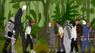 Uber Jason Vs Slenderman , Jeff , IT , Michael , Leatherface , ChainSaw Man , Freddy , Grandpa - DC2