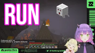 Tokoyami Towa Jump Over Ghast Fire Ball While Laughing  | Minecraft [Hololive/Eng Sub]