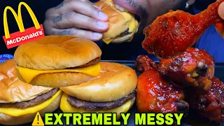 ⚠️EXTREMELY MESSY EATING🤤MCDONALDS CHEESE BURGER GOCHUJANG BBQ CHICKEN  CHEESE SAUCE 맥도날드 불고기 버거 먹방