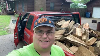 How to sort dry and semi seasoned firewood while unloading truck