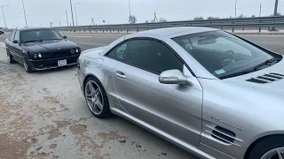 BMW E34 540 400hp vs Mercedes SL55 kompressor stage2 | замер 200-300?