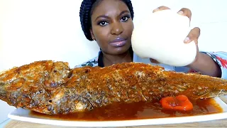 Asmr mukbang fish pepper soup with poundo yam fufu