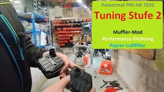 Tuning Stufe 2 für die Powermat PM-HR 7020: Performance Zylinderdichtung, Luftfilter & Muffler Mod