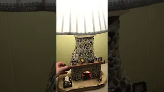 Nick Maki Fireplace Lamp With Standard Shade Real Stone With Hidden Switches Inside