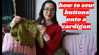 How to sew buttons onto a knitted cardigan