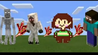 Chara vs Scp096 vs Herobrine vs Entity 303 in minecraft pe