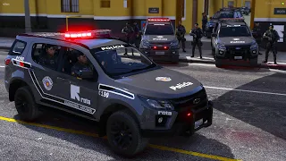 CONFRONTO com LADRÕES de CAIXA ELETRÔNICO / ROTA COMANDO PMSP | GTA 5 POLICIAL