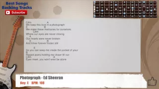 🎸 Photograph - Ed Sheeran (LOW GUITAR) Guitar Backing Track with scale, chords and lyrics