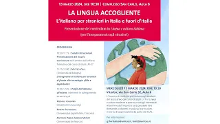 La lingua accogliente, l'italiano per stranieri in Italie e fuori d'Italia.