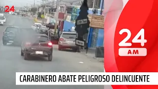 Carabinero abate a peligroso delincuente que intentó atropellarlo | 24 Horas TVN Chile