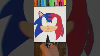 Drawing Sonic And Knuckles With Posca Markers!!! Fusion Effect!! (#shorts)