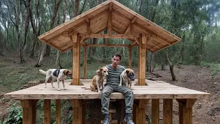 Man Builds Amazing Wood House on Steep Mountain Only Using Hand Tools Part 1
