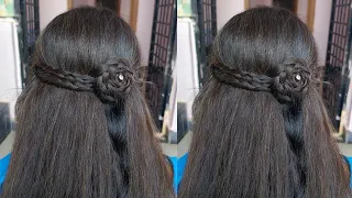 Unique braid cute flower Hairstyle for long&medium Hair|Simple Hairstyle trick for girls|#hairstyle