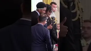 Basketball Player Faints at White House Event to Honor Team #shorts  | VOA News