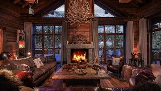 Fireplace in a Winter House - Cozy Cabin Ambience - ASMR