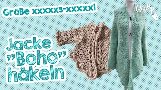 Jacke Boho häkeln ausführlich für Anfänger in jeder Größe machbar