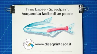 Acquerello facile di un pesce - Timelapse, Speedpaint 4K