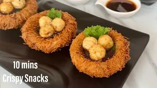 Unique 10 mins Crispy Bird's Nest Snack | New Evening Snacks Recipe | Easy and Quick Teatime Snacks