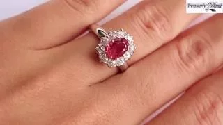 Fine GIA "NO HEAT" 2.67ct Burma Pigeon Blood Red Ruby Diamond Cluster Platinum Ring