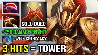 WTF 3 Hits Delete Tower +750 Solo Duel Damage Legion Commander with 11 Armor Reduct Dota 2