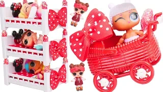Barbie Doll LOL Family Minnie Mouse Bunkbeds Bedtime with Neonlicious