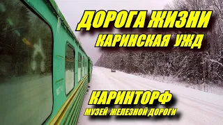 Поездка на поезде УЖД. Каринская узкоколейная железная дорога.  Каринторф.