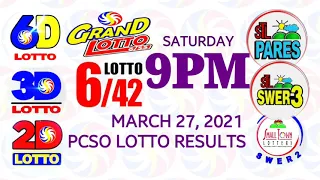 Lotto Result March 27 2021 (Saturday), 6/42, 6/55 | PCSO lottery draw