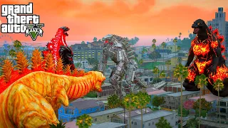 Team Shin Godzilla VS Burning Godzilla and MechaGodzilla - GTA 5 Mods