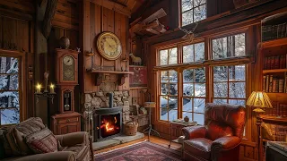 Tranquil Cabin Ambiance with Ticking Clock, Fireplace, and secret Objects to Discover