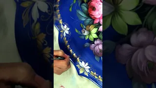 Роспись Жостовского подноса | Painting of the Zhostovo tray #shorts