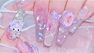 sub) Cute Kuromi Nails!💗😈/🇰🇷Korean nails / Ice stone nails / Nail art / Self-nails / ASMR