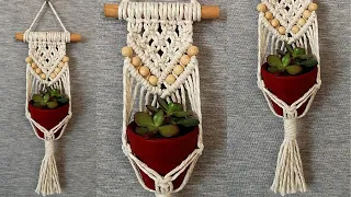 DIY mini PORTAMACETAS de MACRAME paso a paso (PRINCIPIANTES)/DIY Macrame Plant Hanger for Beginners