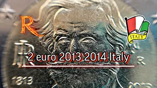 2 euro 2013 2014 Italy - Rare commemorative euro coins UNC 10.000.000 and 6.500.000