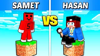 Minecraft TEK BLOK ama Samet vs Jr Hasan !! -Minecraft