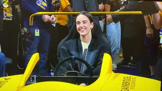 Caitlin Clark Revs It Up before Game 3 of Pacers-Bucks at Gainbridge Fieldhouse