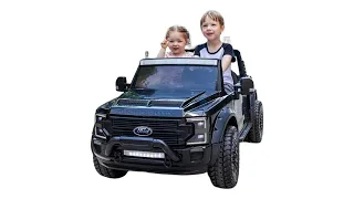 camioneta original ford super duty 24 voltios para niños 4x4, control, pantalla MP4, llanta goma