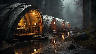 Resistance Shelters In The Forest. Sci-Fi Ambiance for Sleep, Study, Relaxation