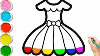 Easy and cute Dress Drawing step by step, Painting and coloring for kids and Toddlers