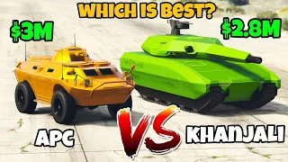 GTA 5 ONLINE : KHANJALI Vs APC [WHICH IS BEST?] CRAZY EXPERIMENTS