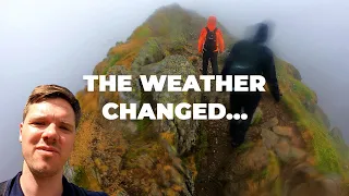 Striding Edge Climb in Bad Weather | Helvellyn, Lake District Hiking Adventure