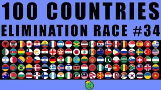 100 Countries Elimination Marble Race in Algodoo #34  Marble Race King