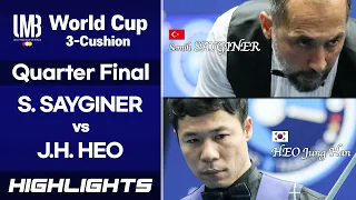 [World Cup 3-Cushion Porto 2018] Quarter Final - HEO Jung Han (KOR) vs Semih SAYGINER (TUR). H/L