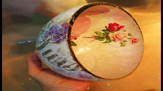 How to Decoupage a Dreamy Glass Bowl * use wrapping paper