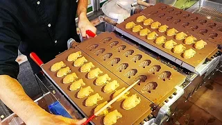 Japanese Street Food - TAIYAKI CAKE Red Bean Sweet Potato Japan