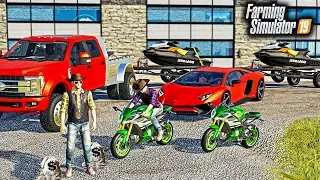 REPOING JET-SKIS & MOTORCYCLES WITH MR. CHOW! (MOTORCYCLE CHASE & POLICE) | FARMING SIMULATOR 2019