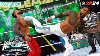 WWE 2K24 SIMULATION: Jey Uso vs Jimmy Uso WrestleMania 40 Highlights