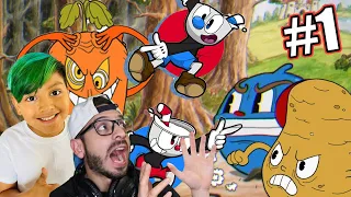 LOS CABEZA DE TAZA VS LAS VERDURAS MALVADAS | Cuphead Story Capitulo 1 | Juegos Karim Juega